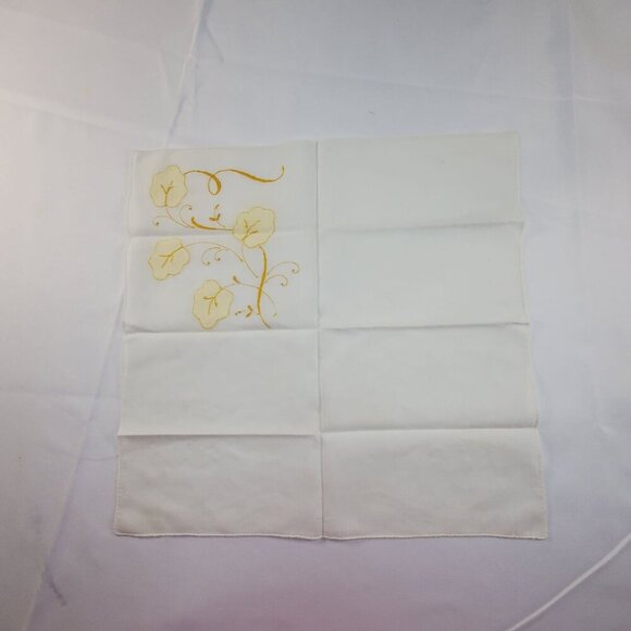 VTG Madeira Applique Floral Handkerchief 14"x14" Yellow & White Cotton Hankie - Picture 10 of 11